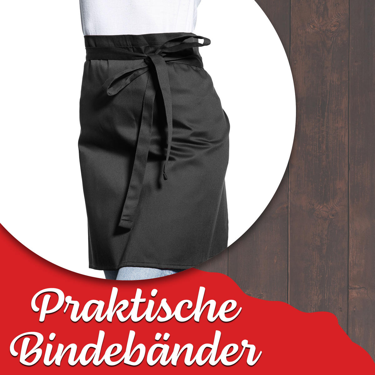 SCHÜRZE , Einheitsgröße, 65% Polyester, 35% Baumwolle, Schwarz - Schwarz, Textil (50/80cm) - Zollner