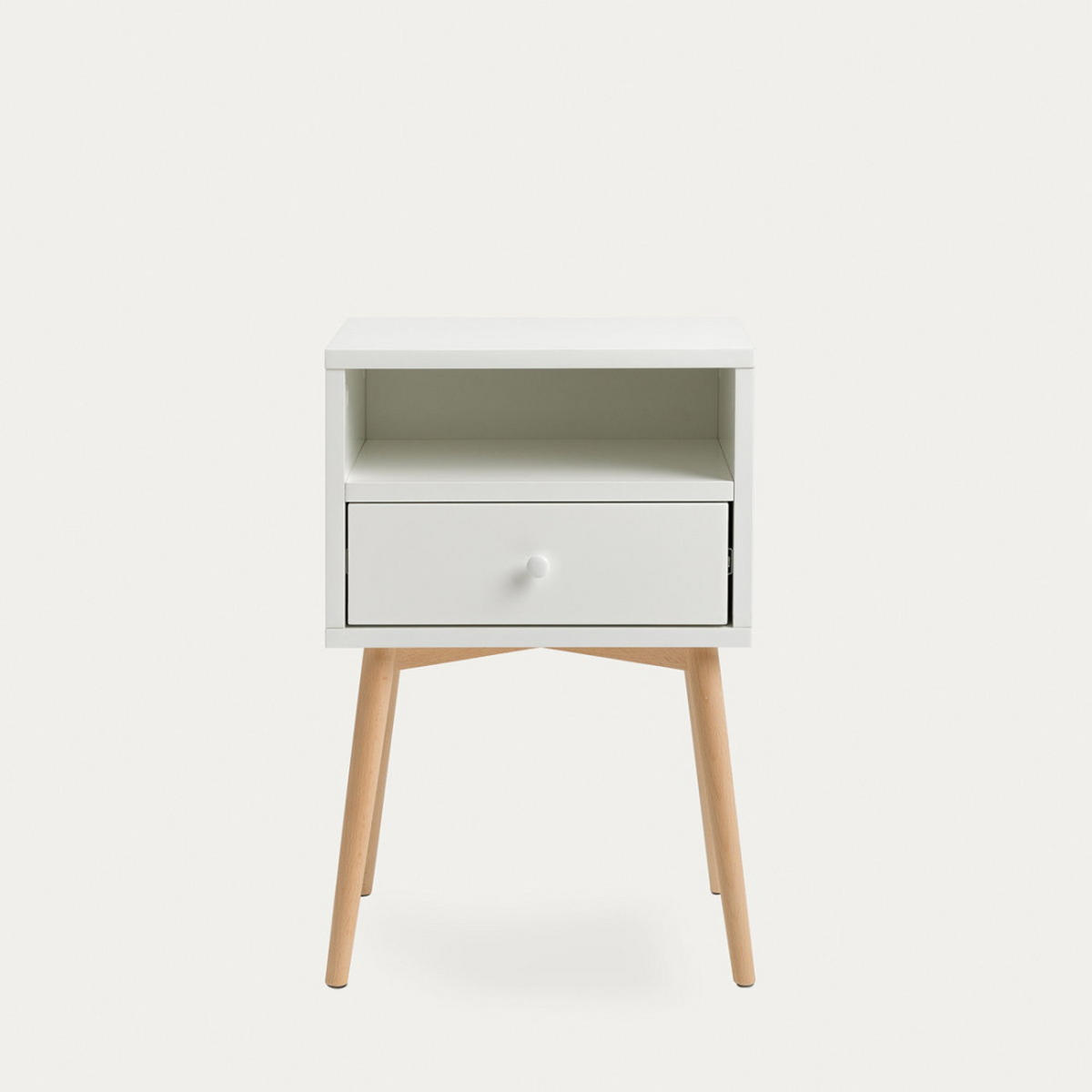 NACHTTISCH Tilo Natur - Weiß 40 cm x 60 cm - Braun/Weiß, Holz (40/60/30cm) - Kenay Home