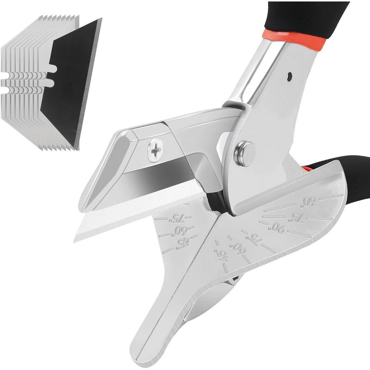 GEHRUNGSSCHERE mit 10 Ersatzklingen und verstellbarem Winkel - Schwarz, Metall (5/0.1/22cm)