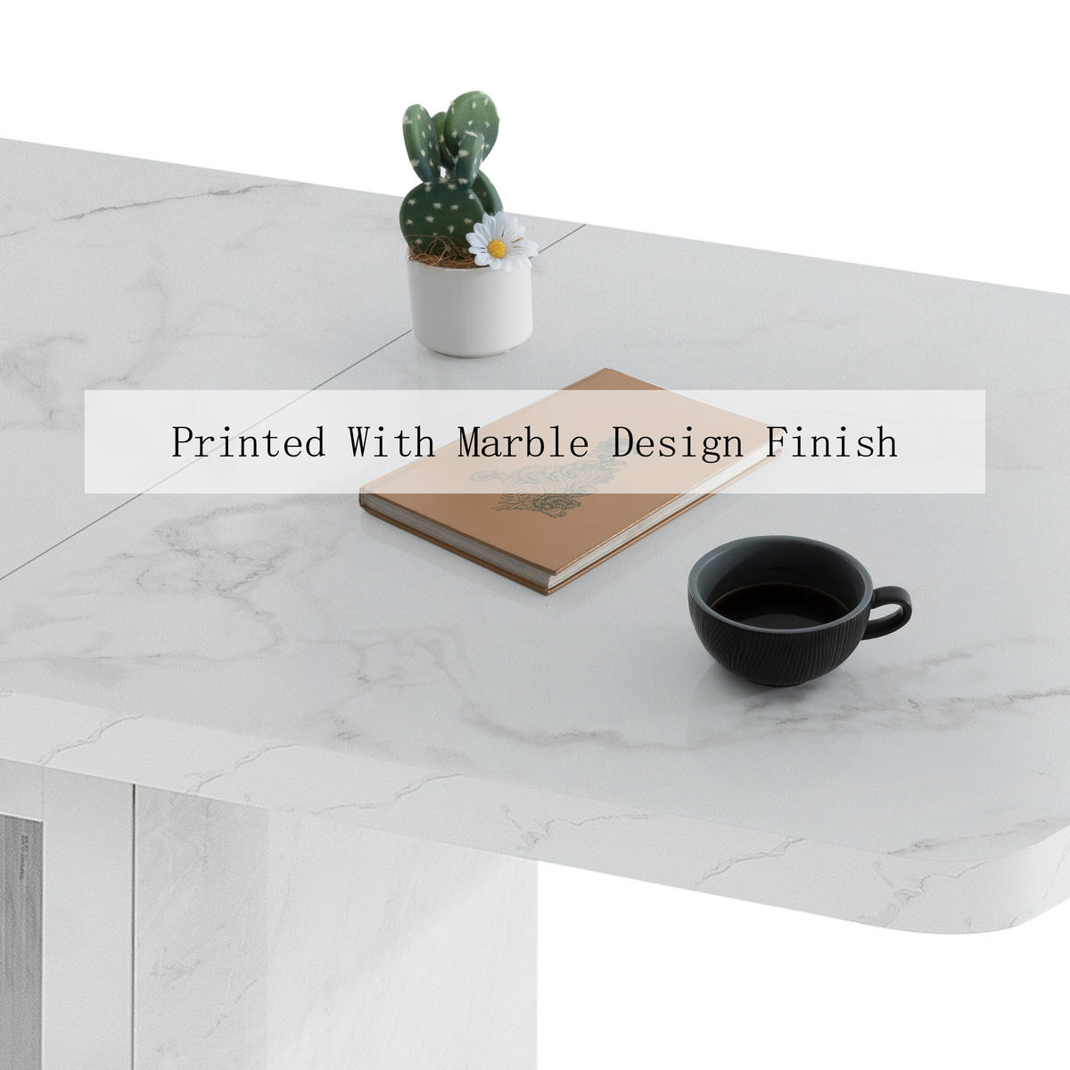 ESSTISCH Weiß Marmoroptik mit Ausziehfunktion & Stauraum-Sockel - Weiß, Glas/Holzwerkstoff (80/160/76cm) - Urban Meuble