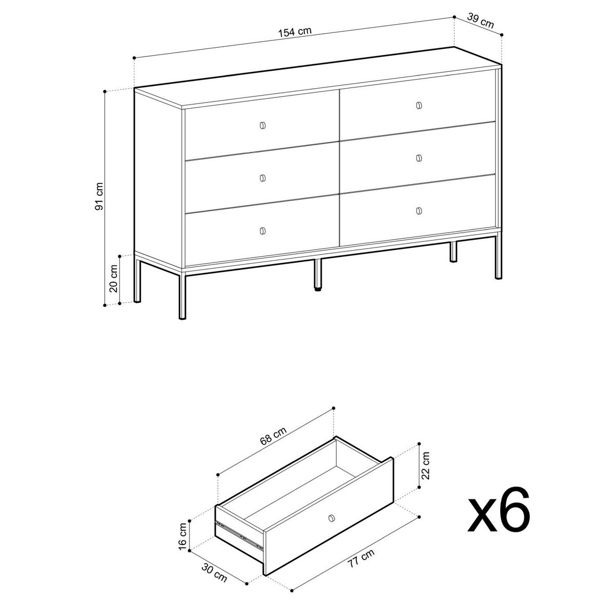 KOMMODE Monne Dunkelblau mit Metallbeinen 154 cm - Goldfarben/Schwarz, Holzwerkstoff/Metall (154/91/39cm) - Selsey