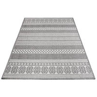TEPPICH Kurzflor Streifen Boho Wohnzimmer schmutzabweisend Grau Läufer 80x150 - Grau, Textil (80/150cm) - KADIMA DESIGN
