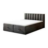 BOXBETT 140 x 200 cm mit Bonellmatratze H3, CITY, Elegant gestepptes Kopfteil und Topper 5cm, Bettkasten, Dunkelgrau - Dunkelgrau, Holzwerkstoff/Kunststoff (140/200cm) - Trada