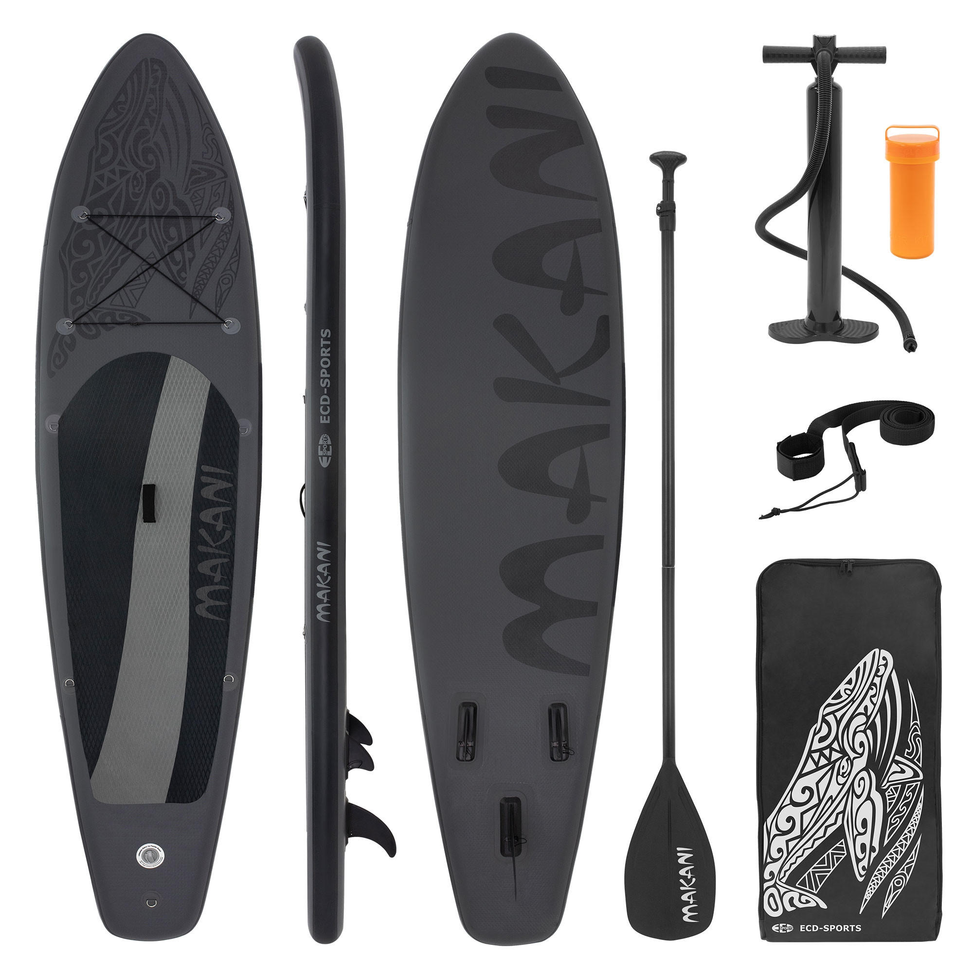 STAND UP PADDLE BOARD Makani Schwarz - Schwarz, Kunststoff (320/80/15cm) - ECD-Germany