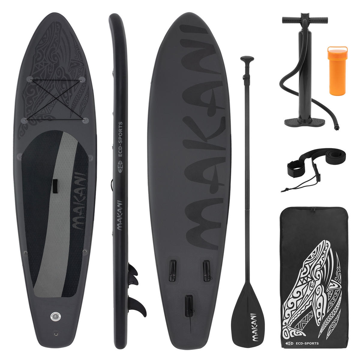 STAND UP PADDLE BOARD Makani Schwarz - Schwarz, Kunststoff (320/80/15cm) - ECD-Germany