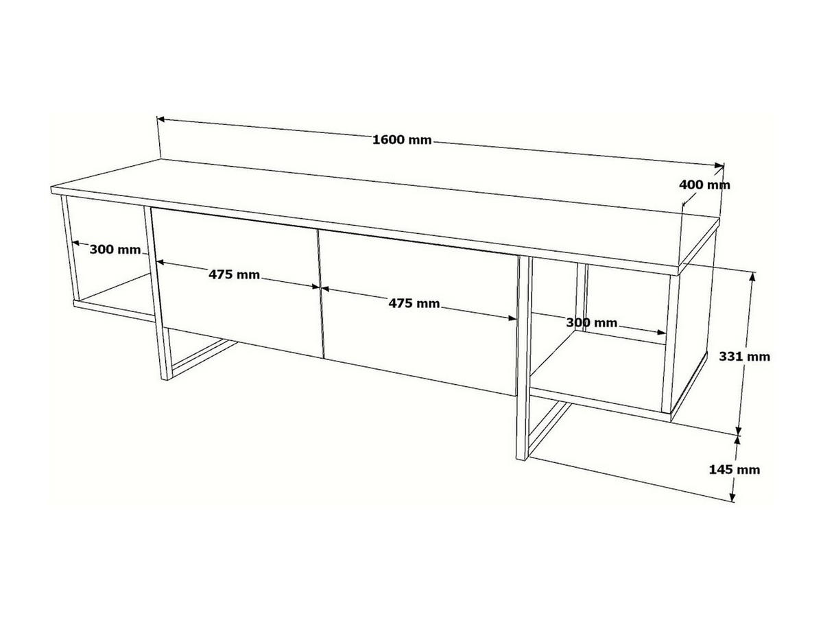 TV-MÖBEL mit 2 Türen & 2 Regalen - Marmor-Optik Weiß & Goldfarben - DERANA - Weiß, Holz (40/47.6/160cm) - Vente-Unique