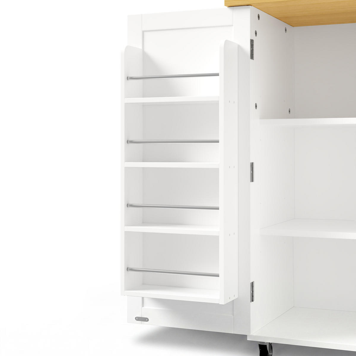 KÜCHENINSEL 120 cm FSC MDF Natur Weiß mit Klappbarer Arbeitsplatte und Bartisch Funktion - Weiß, Holzwerkstoff (70/92/120cm) - Korfee