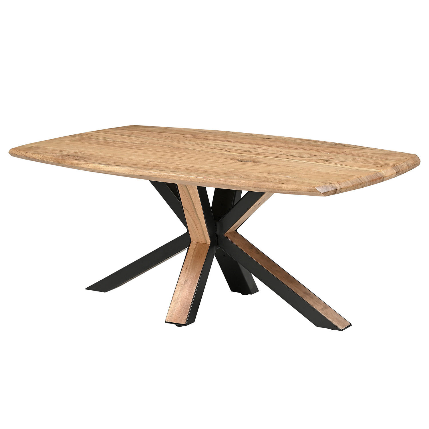 COUCHTISCH - Akazie massiv - 110 cm - Schwarz/Akaziefarben, Holz/Metall (70/110/45cm) - home24