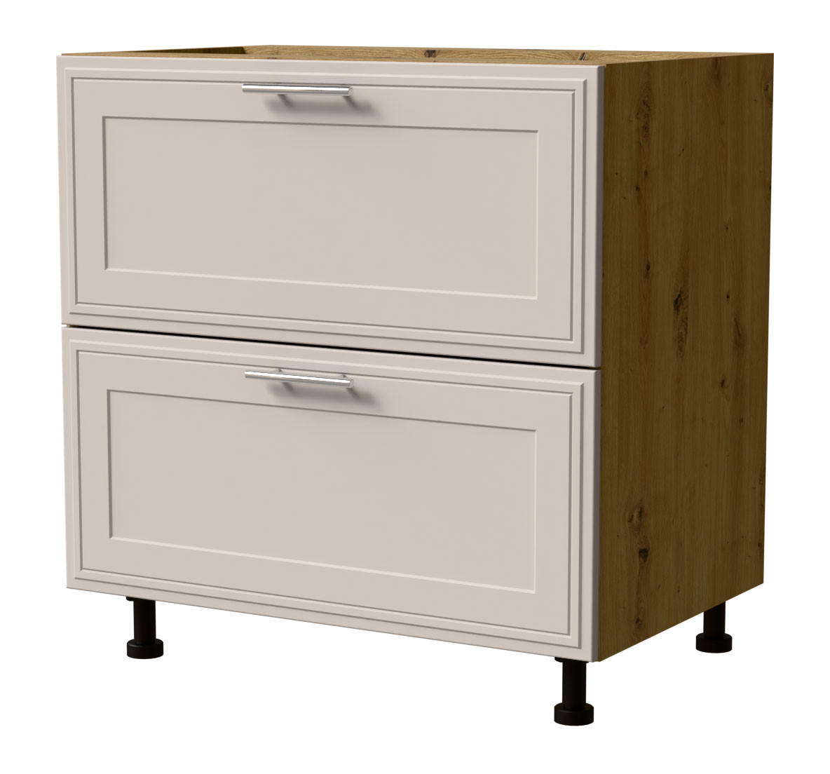 SCHUBLADENUNTERSCHRANK Salo D2/80 Eiche Artisan / Kaschmir Matt 80 / 50 / 82cm - REJS Vollauszug - Kaschmir/Eiche Artisan, Holz/Holzwerkstoff (80/82/50cm) - Feldmann-Wohnen