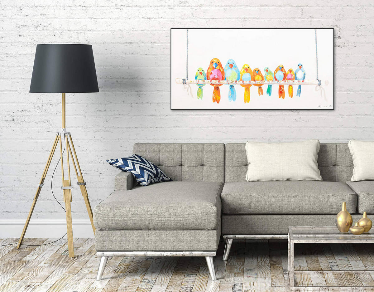 RUČNE MAĽOVANÝ AKRYLOVÝ OBRAZ 120/60 cm, viacfarebný, abstraktný geometrický motív - viacfarebná, drevo/textil (120/60cm) - KUNSTLOFT