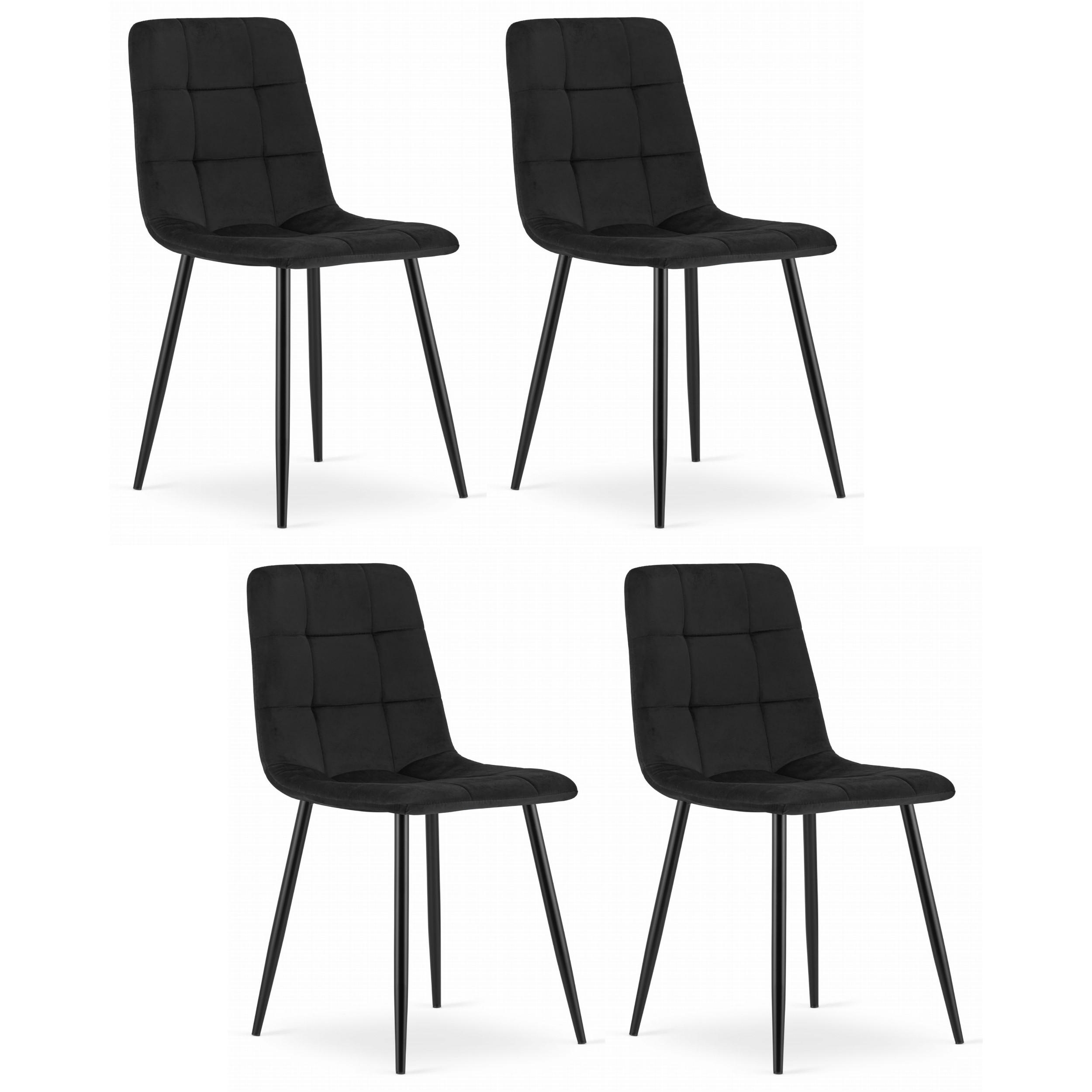 STUHL CETARA 4-er Set, Schwarz, mit Samtstoff gepolstert - Schwarz, Textil/Metall (45/87/51cm) - Komodee