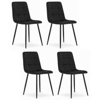 STUHL CETARA 4-er Set, Schwarz, mit Samtstoff gepolstert - Schwarz, Textil/Metall (45/87/51cm) - Komodee