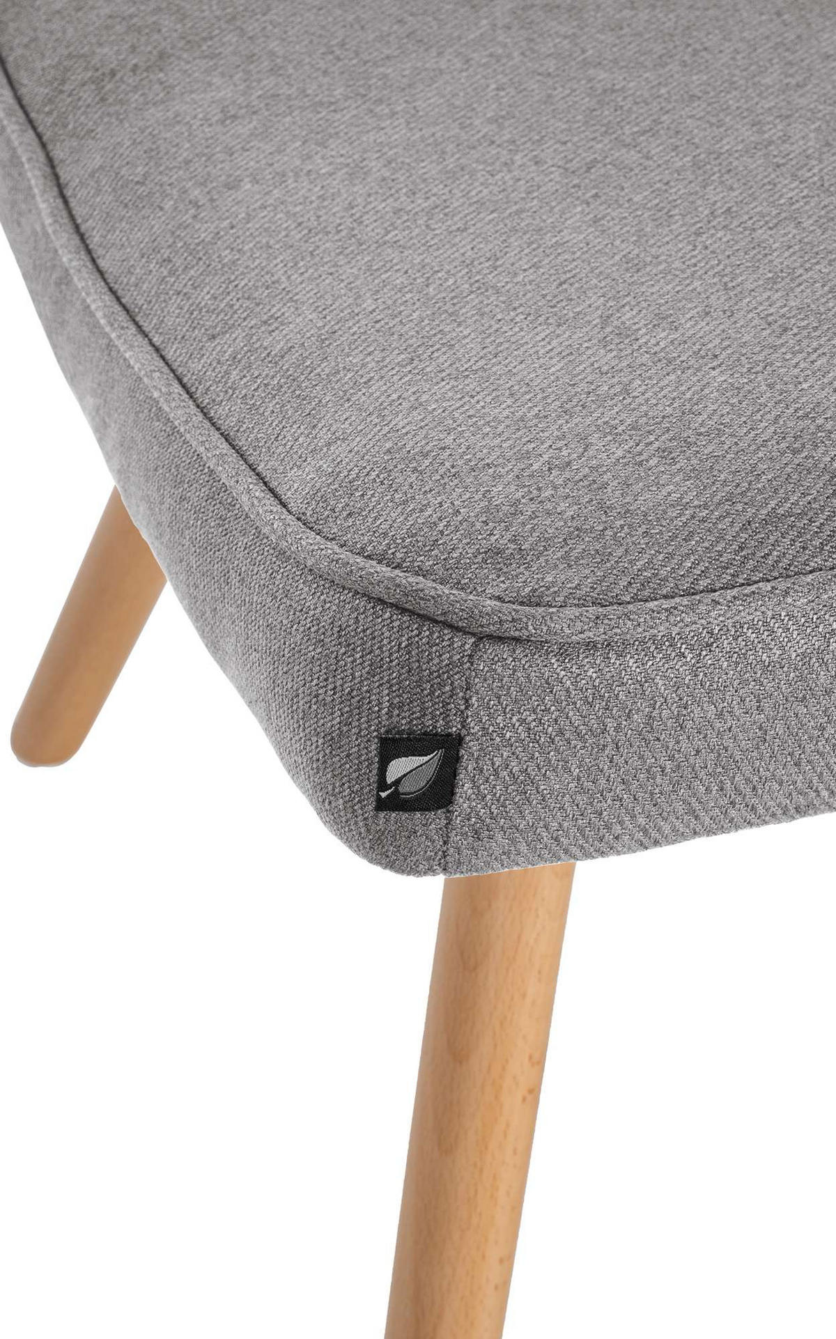 SESSEL MIT HOCKER Stoff Grau - Eukalyptusholzfarben/Grau, Holz/Textil (68/101/111cm) - CLP