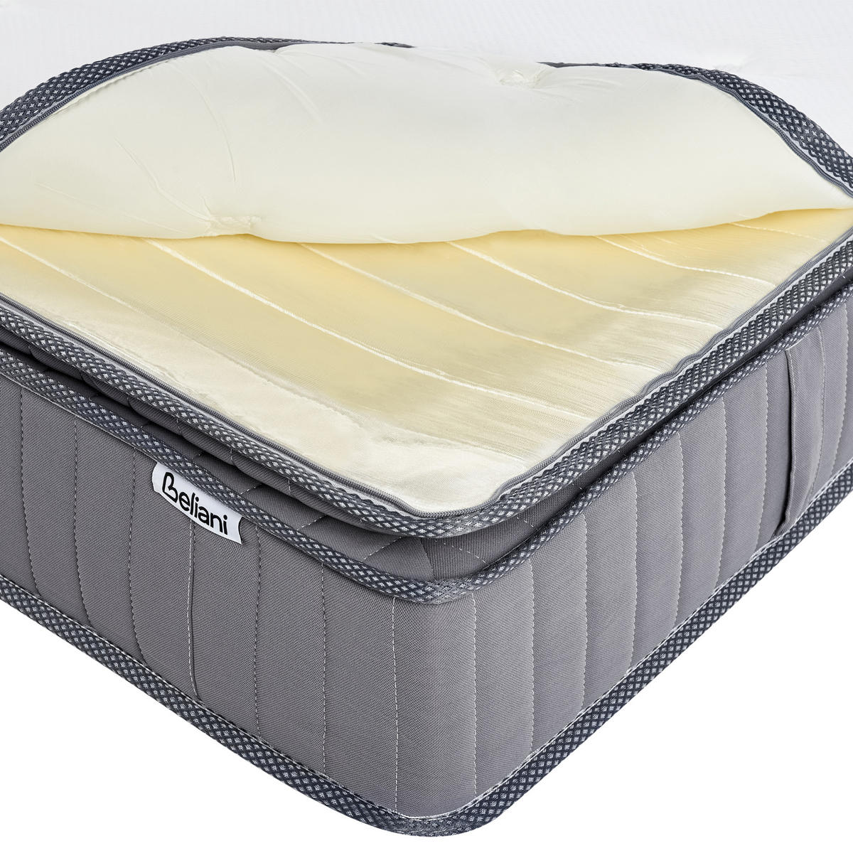 GEL-MEMORYSCHAUM-TASCHENFEDERKERNMATRATZE H3/4 Fest 160/200 cm Pleasant - Weiß, Textil (160/200cm) - Beliani