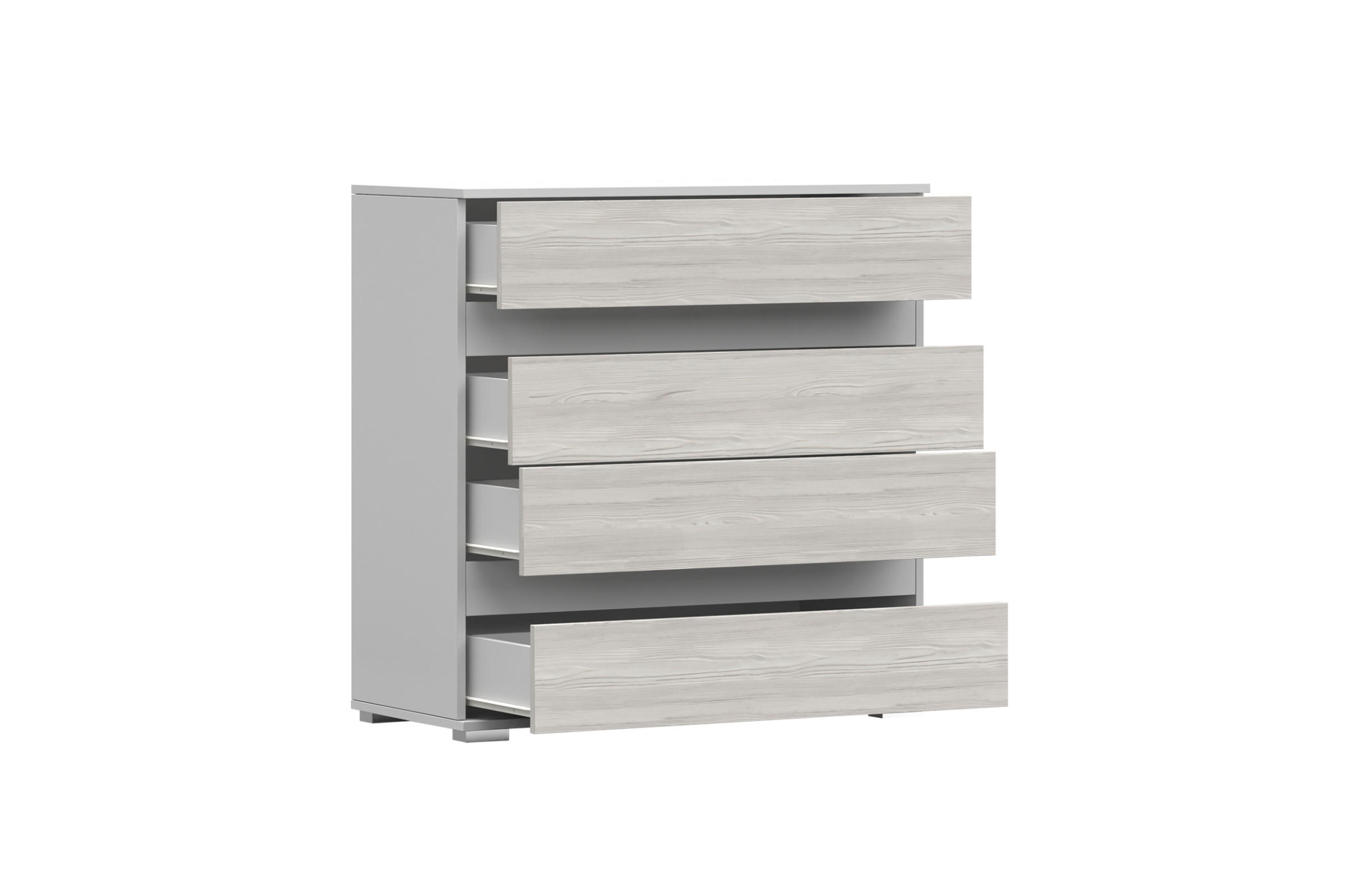 Thumbnail - Deine Möbel 24 Kommode, Weiß, Eiche, Holzwerkstoff, 4 Schubladen, 90x93x43 cm, Wohnzimmer, Kommoden & Sideboards, Kommod...