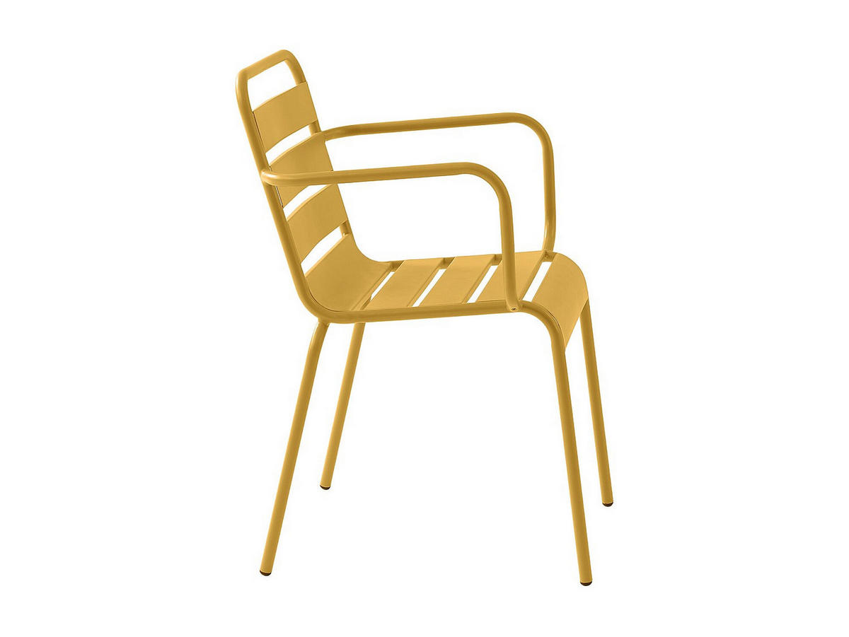 GARTENESSGRUPPE im Set - 4 -Sitzer - Stahl - senffarben - MIRMANDE - Gelb, Metall - Vente-Unique