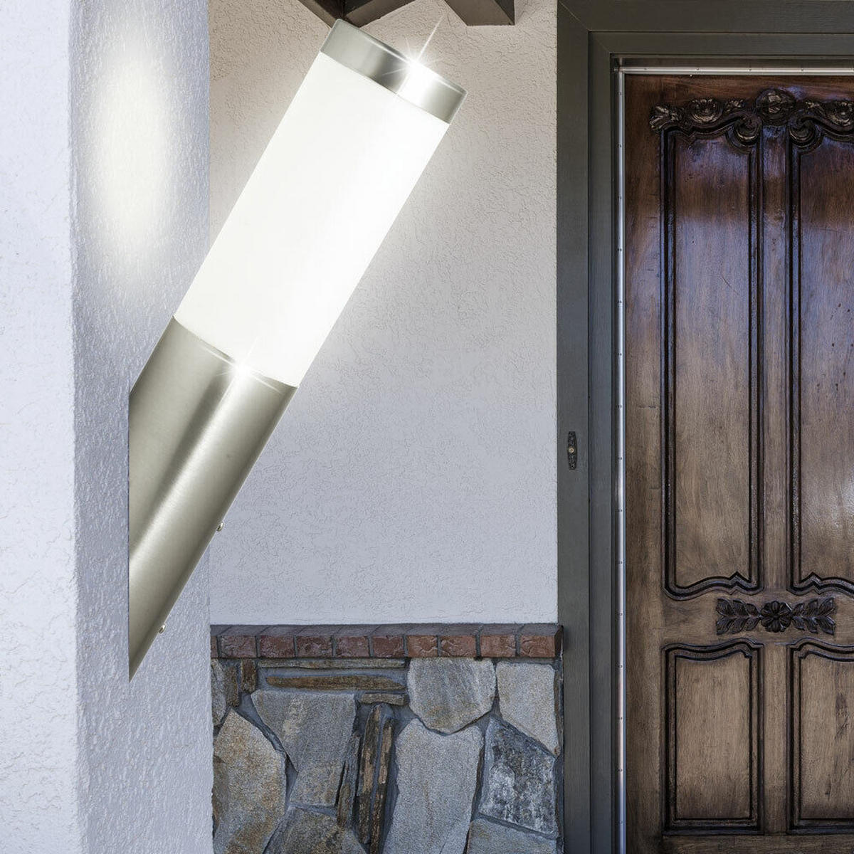 LED AUSSEN-WANDLEUCHTE Edelstahl Silber 2er Set - Silberfarben, Metall (17/40/17cm) - Globo Lighting
