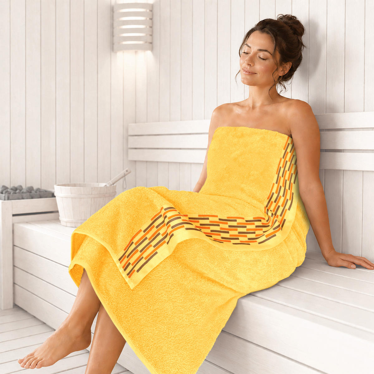 BADETUCH extra groß Lugano Gelb 90x180 cm - Gelb, Textil (90/180cm) - Lashuma
