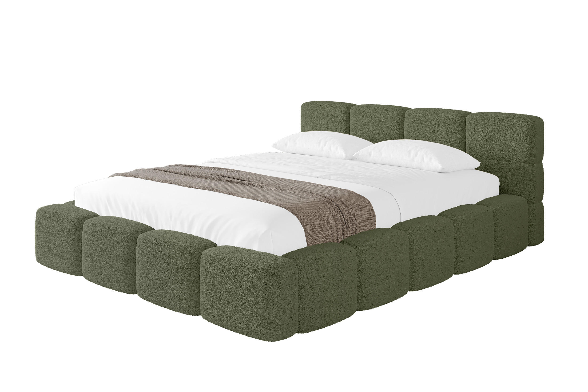 POLSTERBETT mit Bettkasten und Lattenrost, Bett mit Kopfteil, Boxbett ohne Matratze, Doppelbett mit Stauraum - NATA-v1 200x200 Grün - Grün, Holzwerkstoff/Textil (200/200cm) - ALTDECOR