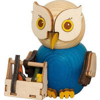 HOLZFIGUR Minieule Handwerker mit Werkzeugkiste 7 cm - Multicolor, Holz (5/7/5cm)