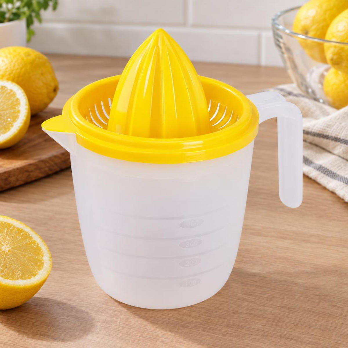 ZITRONENPRESSE mit großem Behälter 600 ml 16,5/11,5/15 cm - Gelb, Kunststoff (11.5/15/16.5cm) - Excellent Houseware