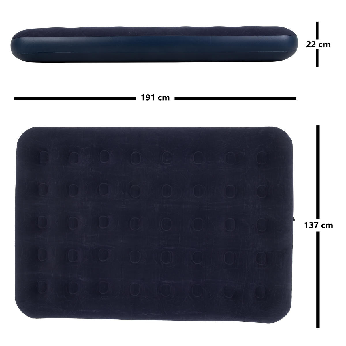 LUFTBETT Luftmatratze Camping für 2 Personen inklusive 2 Kissen und Pumpe - Blau, Kunststoff (137/191cm) - Avenli