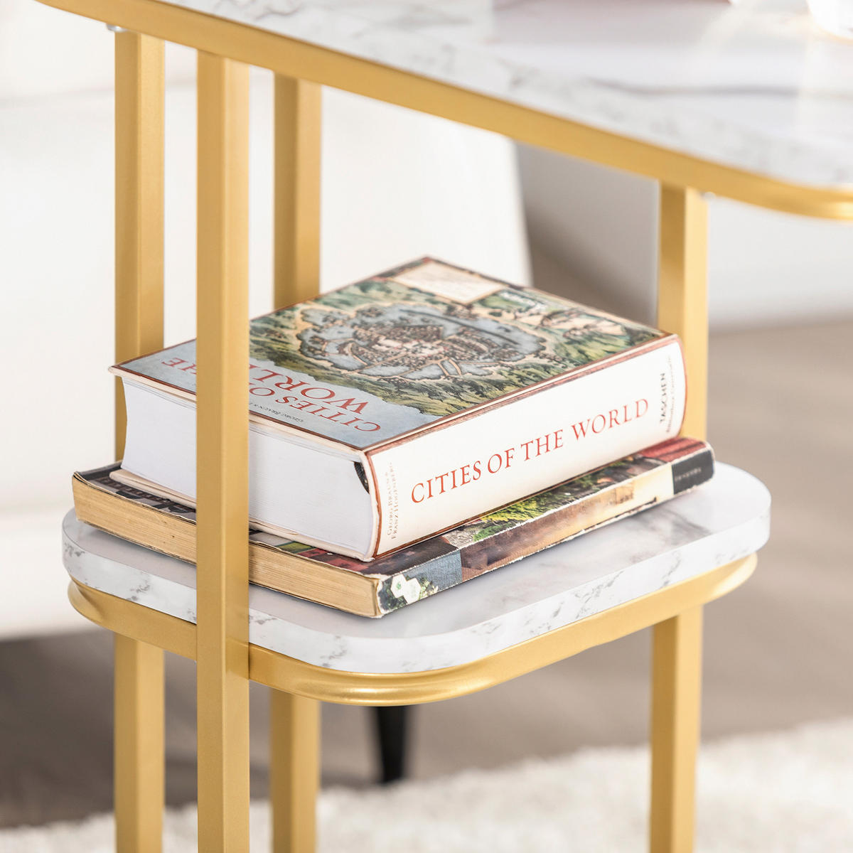 BEISTELLTISCH Golden - Goldfarben, Holzwerkstoff (30/50/58cm) - SoBuy