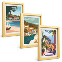 BILDER SET 3er Set - 20x30 cm Goldrahmen - Illustrationen von Küstenstädten - Goldfarben, Kunststoff (20/30cm) - TULUP