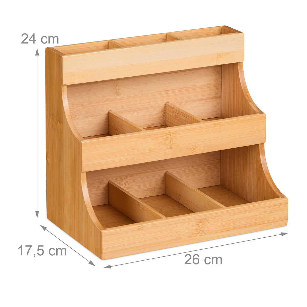 TEE-ORGANIZER - Hellbraun, Holz (26/24/17.5cm) - Relaxdays