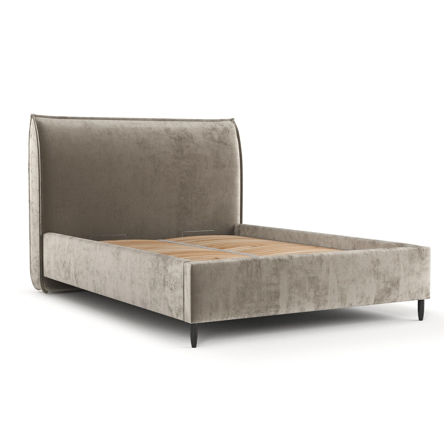POLSTERBETT Shell Beige 180/200 cm im Chenille-Stoff - Beige/Schwarz, Holz/Holzwerkstoff (180/200cm) - Maison de Reve