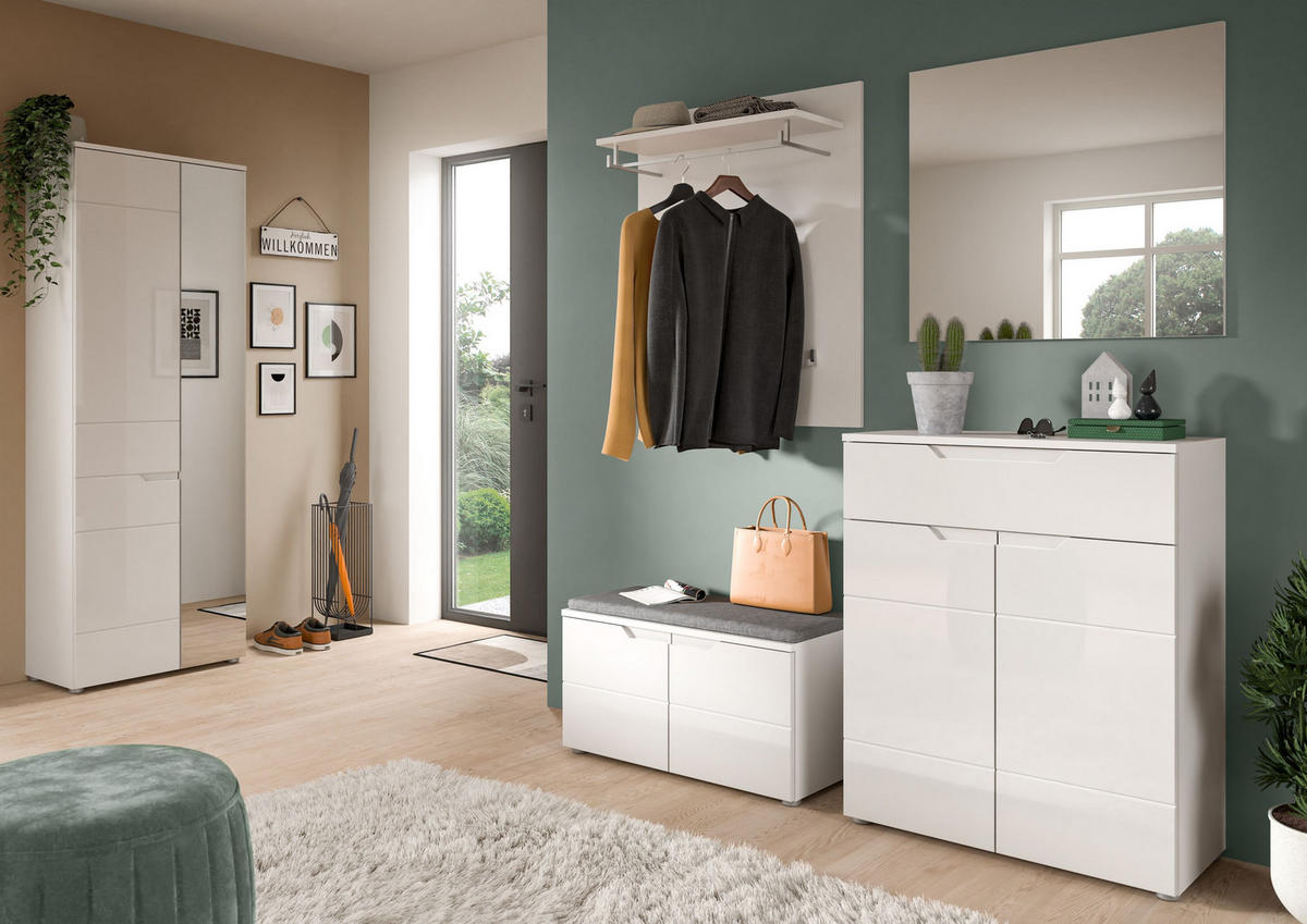 GARDEROBENPANEEL SOLERO (B/H/T: ca. 80/96/25 cm) in Weiß/weiß hochglanz - Weiß, Holzwerkstoff (80/96/25cm)