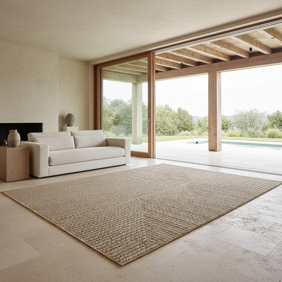 TEPPICH In-/Outdoor Jute-Optik Flachgewebe Unicolor Polypropylen Beige Läufer 80x150 - Beige, Textil (80/150cm) - KADIMA DESIGN