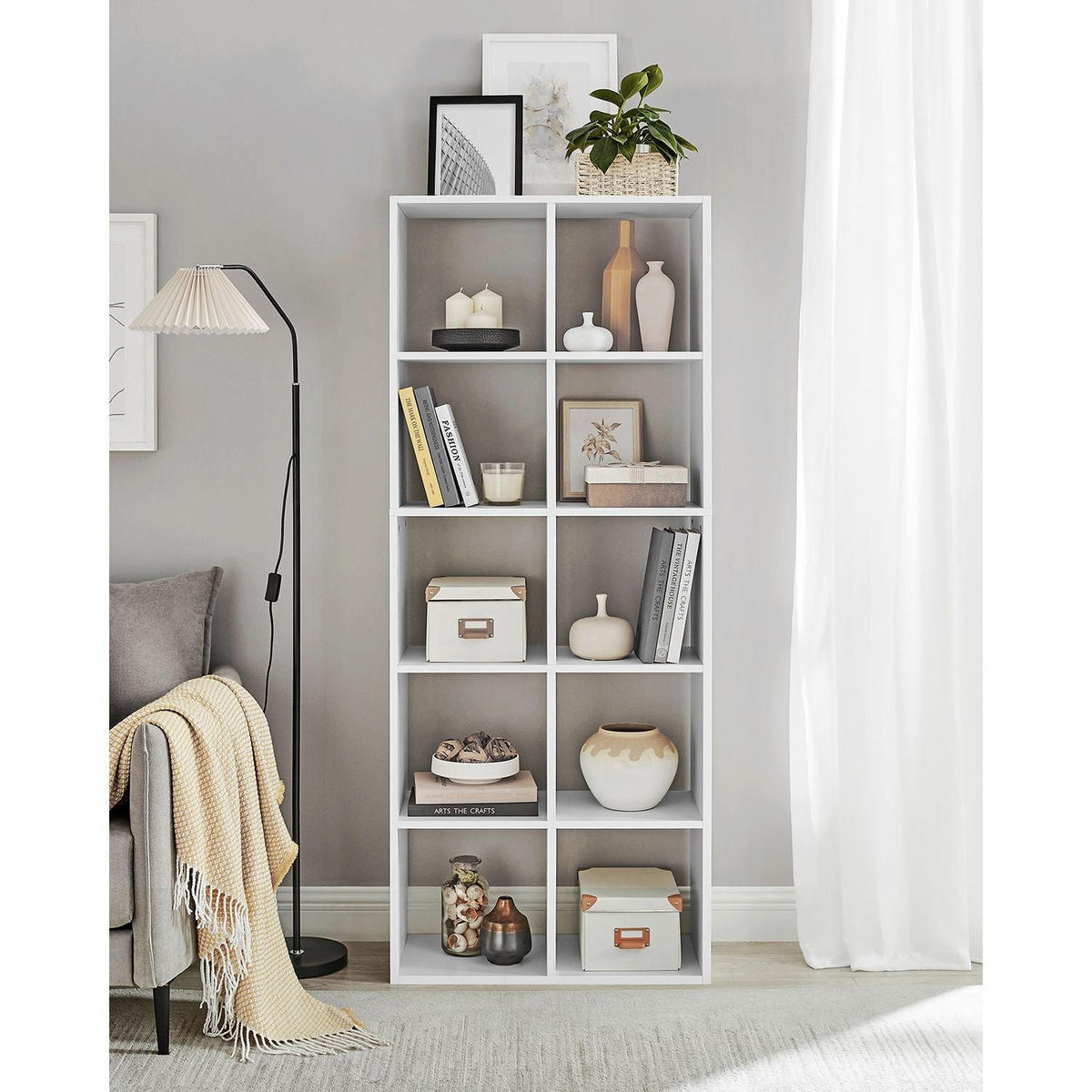 BÜCHERREGAL AUFBEWAHRUNGSREGAL - Weiß, Holzwerkstoff (65.5/162/30cm) - Hansiro