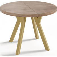 ESSTISCH Mateo runder ausziehbarer, Sonoma Eiche 100-200/100/76 cm - Goldfarben/Sonoma Eiche, Holz/Holzwerkstoff (100/100/76cm) - WFL GROUP
