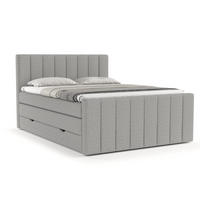 BOXSPRINGBETT Ruby Grau 140/200 cm mit Matratze und Topper - Schwarz/Grau, Holz/Holzwerkstoff (140/200cm) - Maison de Reve