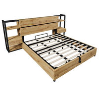 POLSTERBETT 180/200 cm Beige mit 2 Schubladen und Stauraum-Kopfteil - Naturfarben, Holz (180/200cm) - Oxeza