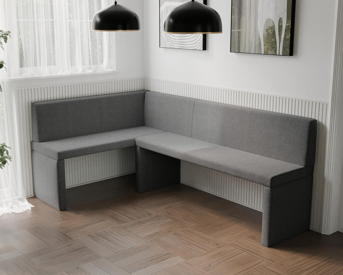 ECKBANK links OWEN Webstoff, 142/196 cm Dunkelgrau - Dunkelgrau, Holz/Textil (142/196cm) - Idohome