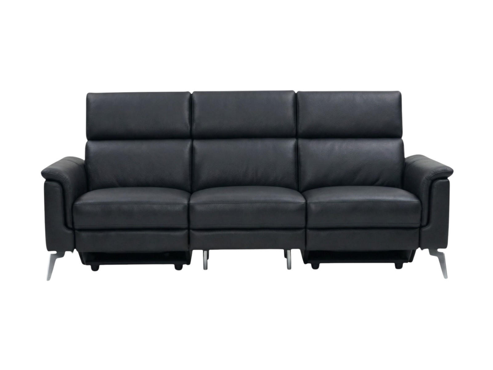 3-SITZER Sofa Borea Echtleder Schwarz - Schwarz, Leder/Metall (220/102/98cm)