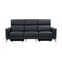 3-SITZER Sofa Borea Echtleder Schwarz - Schwarz, Leder/Metall (220/102/98cm)
