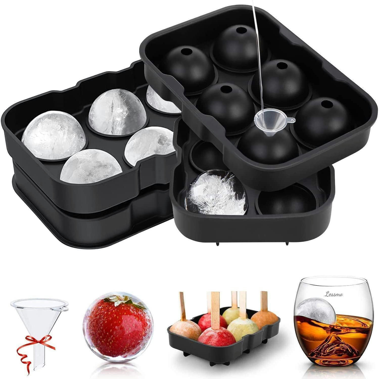 EISWÜRFELFORM 2-teiliges Set Silikon Schwarz 6 Kugeln - Schwarz, Kunststoff (12/4.8/18cm)