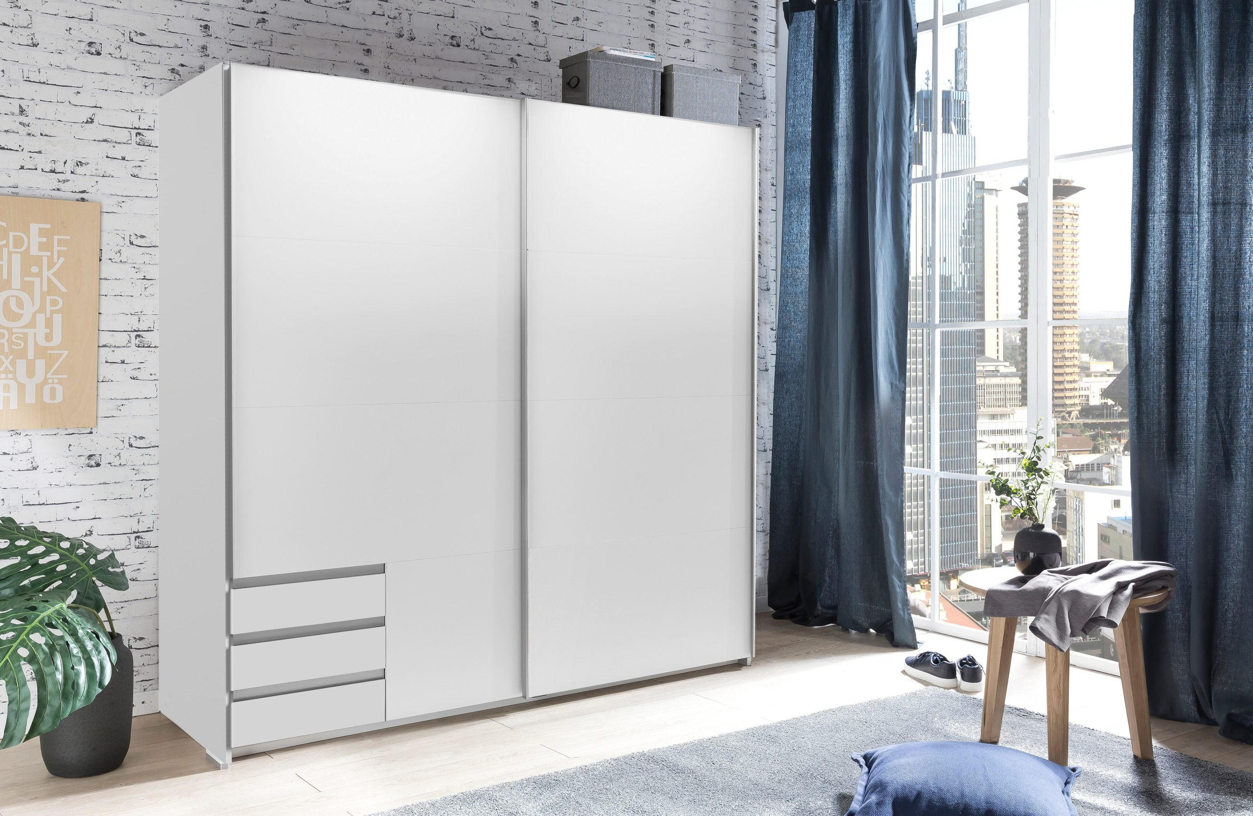 KLEIDERSCHRANK Emden in Weiß - Schwebetürenschrank Breite 179 cm ohne Spiegel - Weiß, Holzwerkstoff (179/198/65cm)