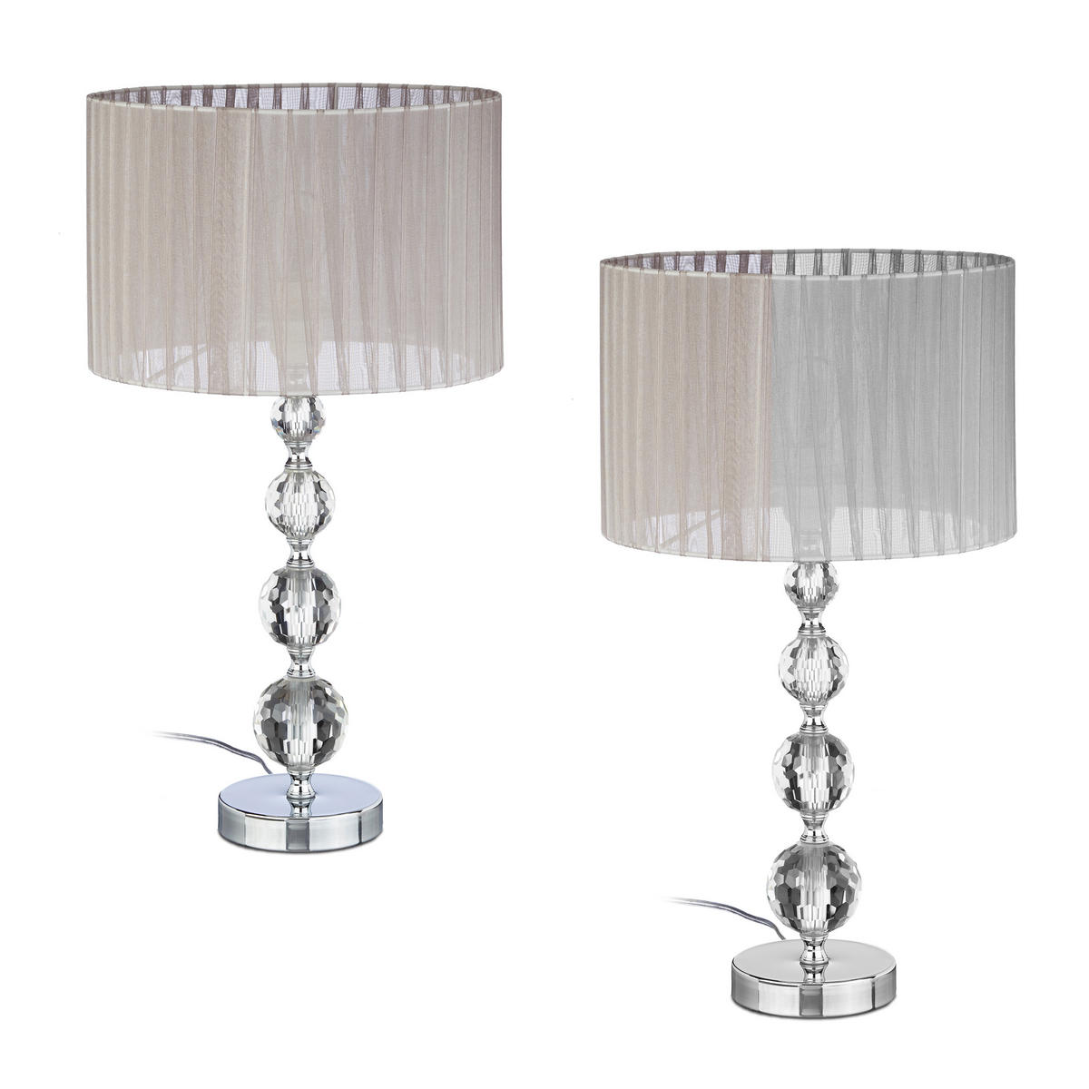 2XTISCHLAMPE - Multicolor, Glas/Textil (29.5/29.5/53cm) - Relaxdays