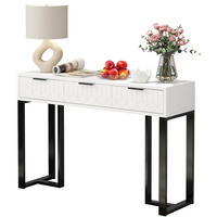 KONSOLENTISCH in Weiß/Schwarz mit Schubladen und goldfarbenem Metallgestell,120/36/80 cm - Schwarz, Holzwerkstoff (120/36/80cm) - Flora Grace