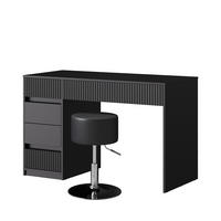 SCHMINKTISCH Omira Schwarz 120 cm mit Hocker - Schwarz, Holzwerkstoff (120/76/55cm) - Vicco