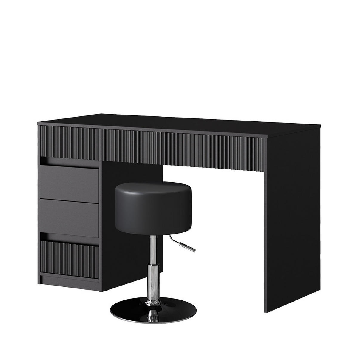 SCHMINKTISCH Omira Schwarz 120 cm mit Hocker - Schwarz, Holzwerkstoff (120/76/55cm) - Vicco