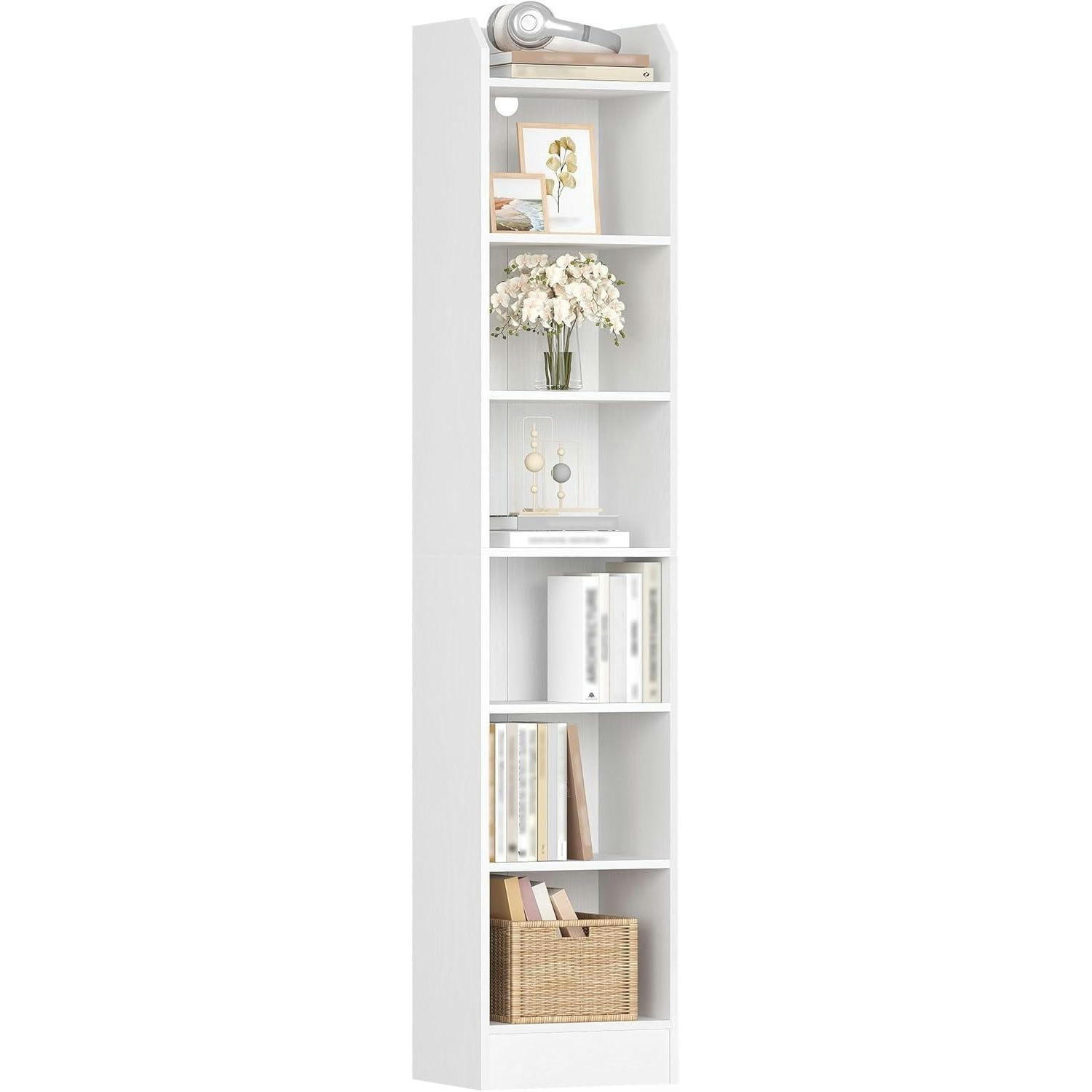 BÜCHERREGAL Standregal 7-stöckig Weiß 24 x 30 x 198 cm - Weiß, Holzwerkstoff (24/198/30cm)