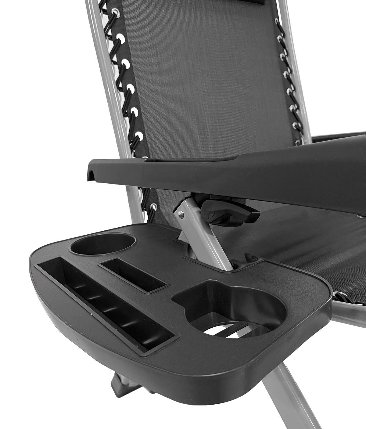 LIEGESTUHL mit Nackenkissen und Getränkehalter, Schwarz - Schwarz/Grau, Metall (73/110/81cm) - QUICK STAR