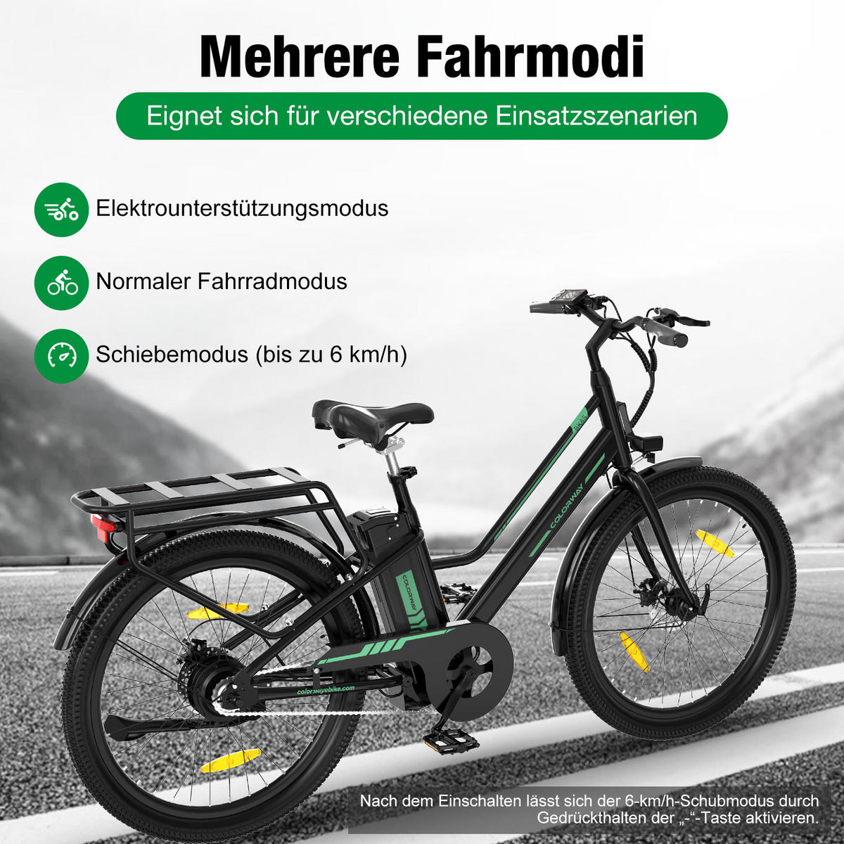 ELEKTROFAHRRAD BK8SL 27,5 Zoll mit LCD-Display ,maximale Reichweite 100 km - Schwarz, Metall (76cm) - COLORWAY