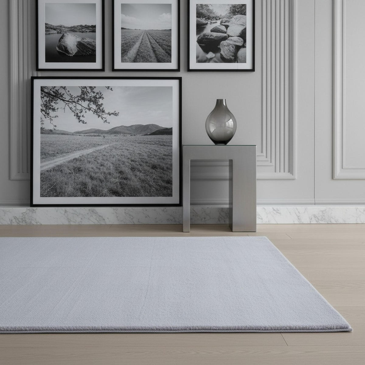 KURZFLORTEPPICH Waschbar NECKAR, einfarbig, aus Polyester, Silber, 200 x 290 cm - Silberfarben, Textil (200/290cm) - KADIMA DESIGN