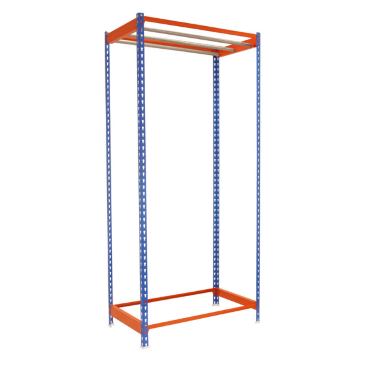 KLEIDERSTANGENREGAL Metal Einzel | HxBxT 300x90x50cm | Blau/Orange | Kleiderständer Garderobe Klamottenregal Stangenregal Regal - Blau, Metall (90/300/50cm) - PROREGAL